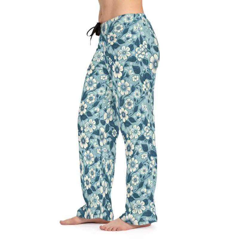 Blue Floral Pajama Pants - Soft Loungewear - DipaliZ