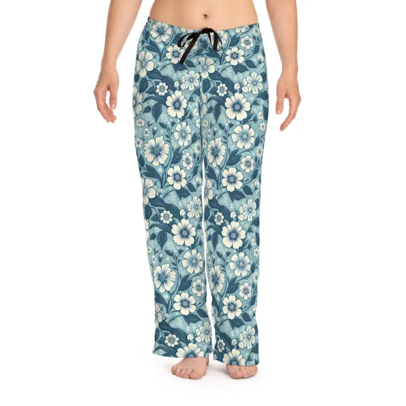 Blue Floral Pajama Pants - Soft Loungewear - DipaliZ
