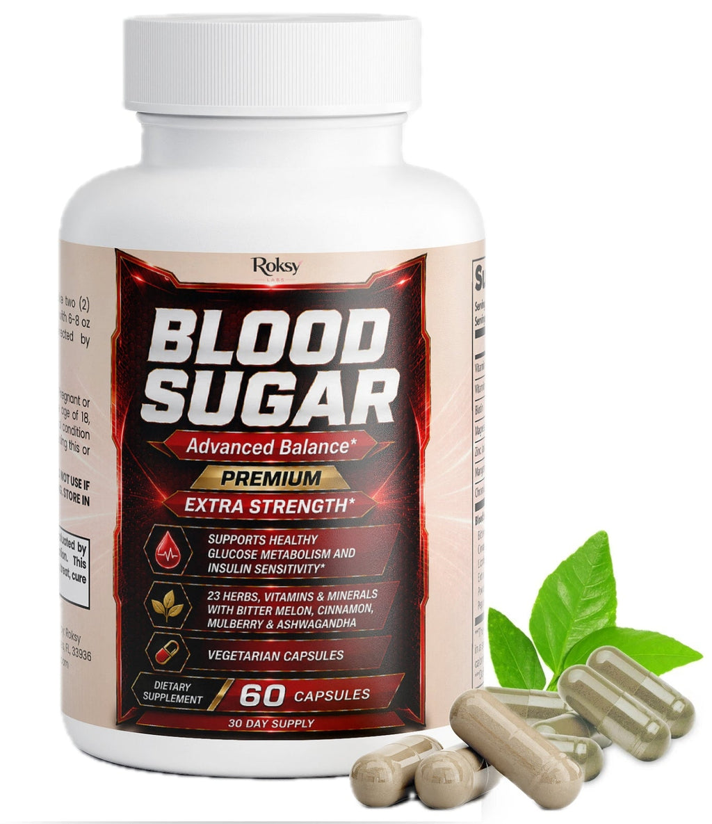 Blood Sugar by Roksy , Healthy Blood Sugar Support, Glucose Metabolism, 60 Caps