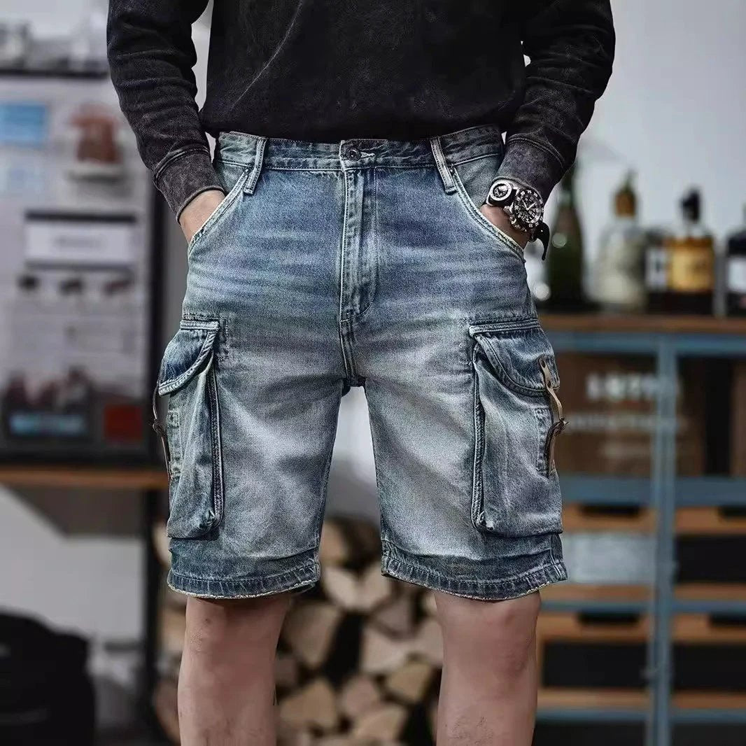 Men's Blue Denim Cargo Shorts