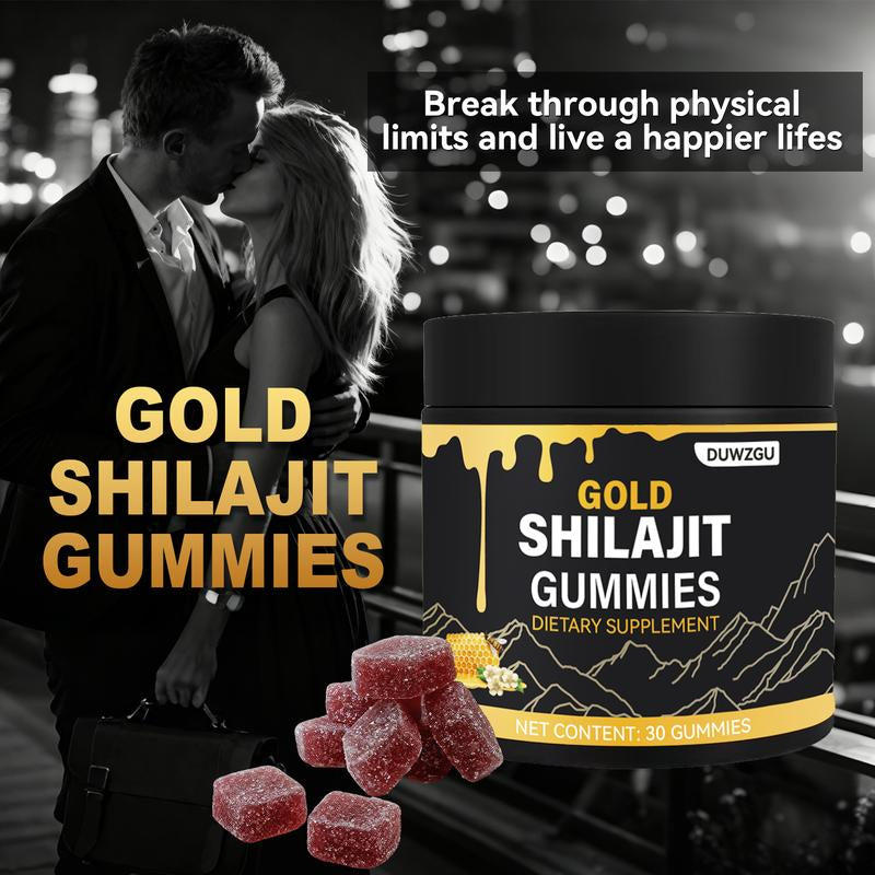 Gold Shilajit Gummies Organic Manukahoney Boosts Energy and Stamina Sports and Fitness 30 Gummies Lean Muscle Booster Protein Nutrition Supplement