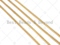 3x4mm High Quality Thin Flat Curb Chain by Yard, 18K Real Gold plated Gold Plated Cuban Chain, Wholesale bulk Chain, sku#M397
