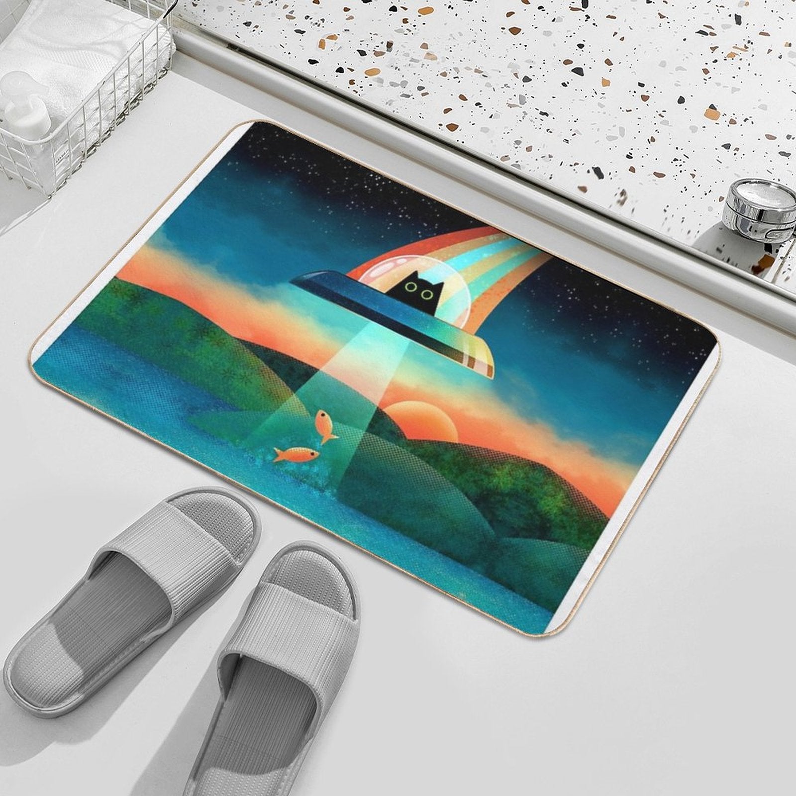 The Purrfect Alien Bath Mat