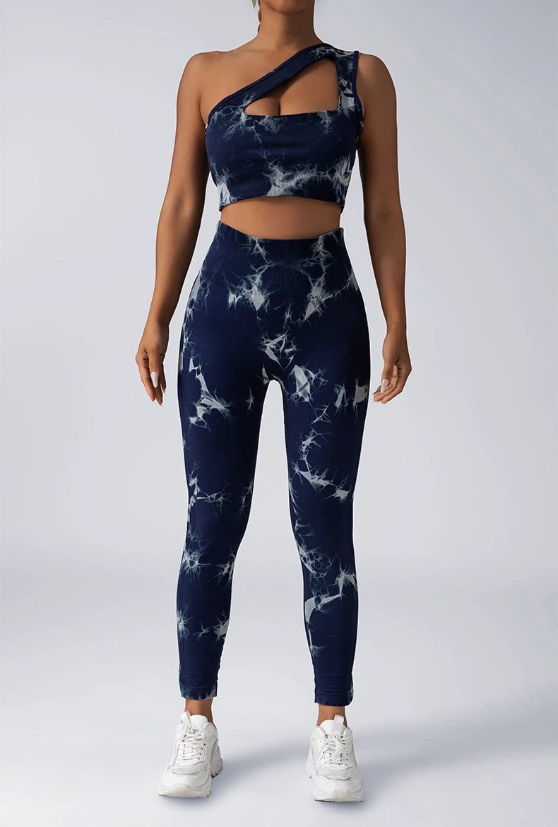 Seamless Knitted Tie-dye Yoga Suit Women