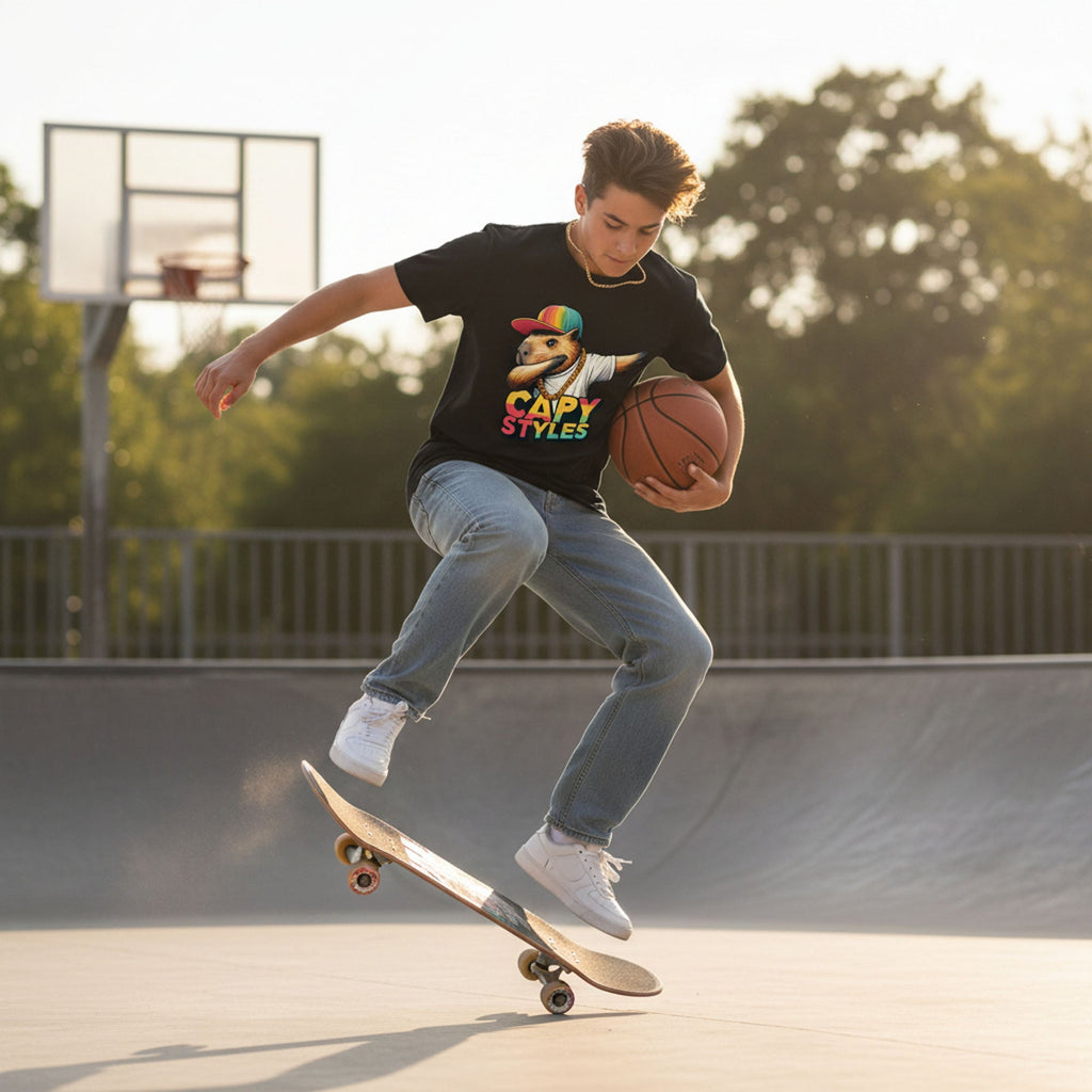 Capybara Graphic T Shirt Capy Styles Streetwear Tee Skating Casual