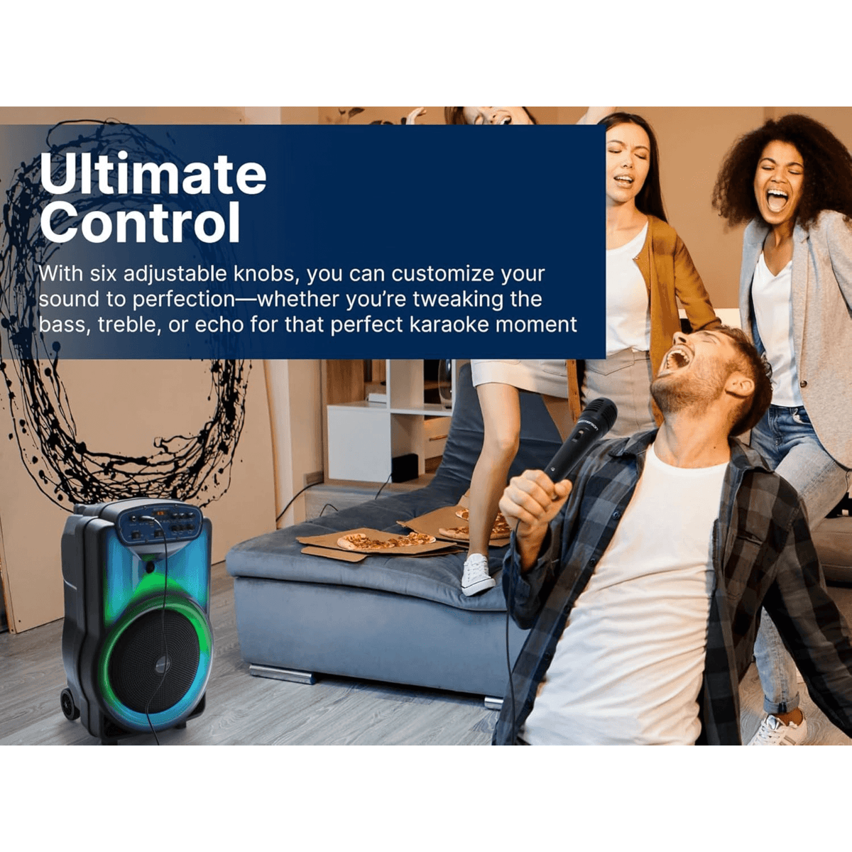 Emerson Portable Bluetooth 12" Party Speaker with Flame Lighting