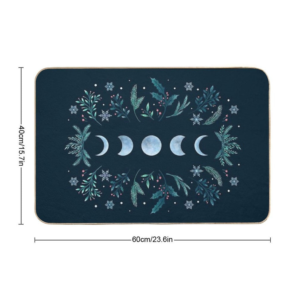 Moonlit Garden-Teal Snow  Dirt-Trapping Bath Mat