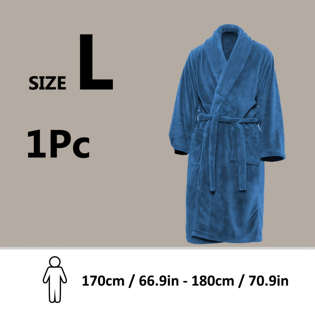 Unisex Extra Warm Coral Fleece Bathrobe Mens and Women Adult Robes for Your Bathroom Bath Towel Bedroom Shawl Collar Robes, Valentines gift for lovers