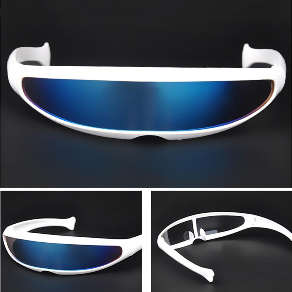 Classic Narrow Cyclops Visor Style Sunglasses For Men & Women Laser Eyeglasses Trendy Mirrored Lens Eyewear Glasses Cyclops Sunglasses Robot Space Costume Color Mirrored Lens