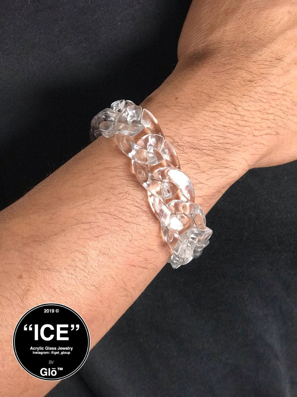 Clear Large Cuban Link Bracelet – Chunky Acrylic Glass Chain for Y2K Fashion, Layering & Statement Style