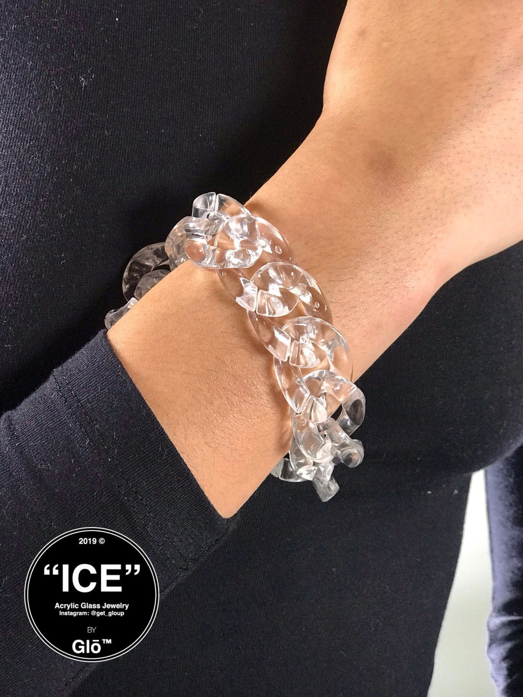 Clear Large Cuban Link Bracelet – Chunky Acrylic Glass Chain for Y2K Fashion, Layering & Statement Style