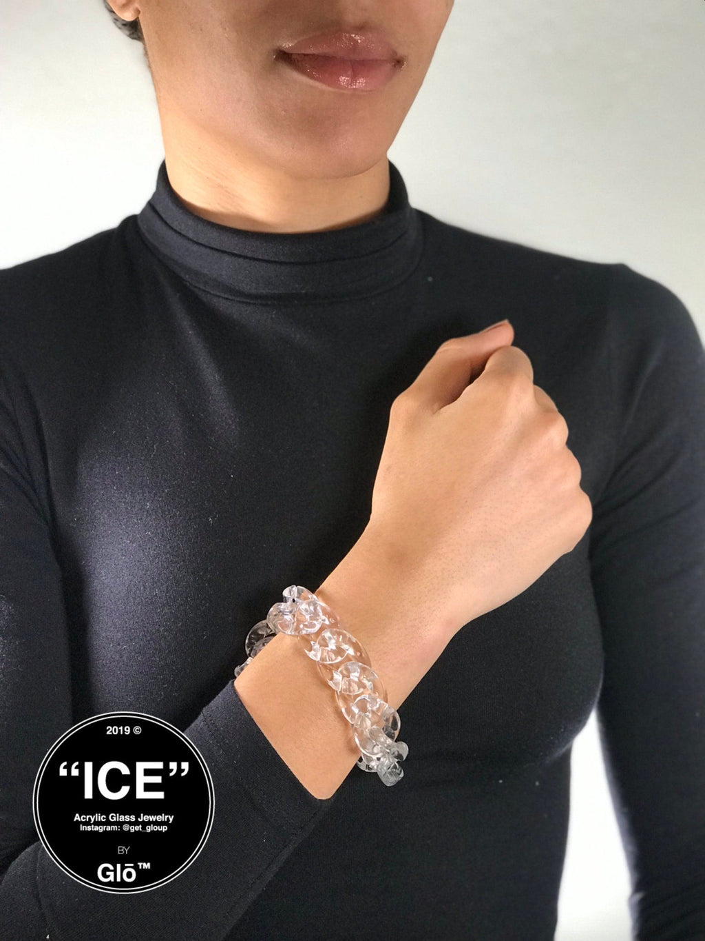 Clear Large Cuban Link Bracelet – Chunky Acrylic Glass Chain for Y2K Fashion, Layering & Statement Style