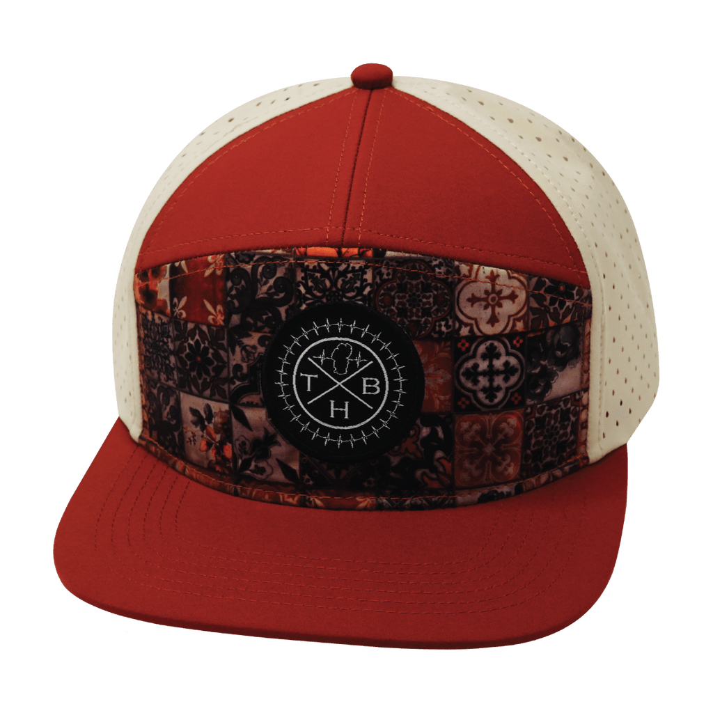 **ADULT** Color Vibes Hat - Flat Bill - Copper Stitch - Red Rock / Cream - Laser Mesh