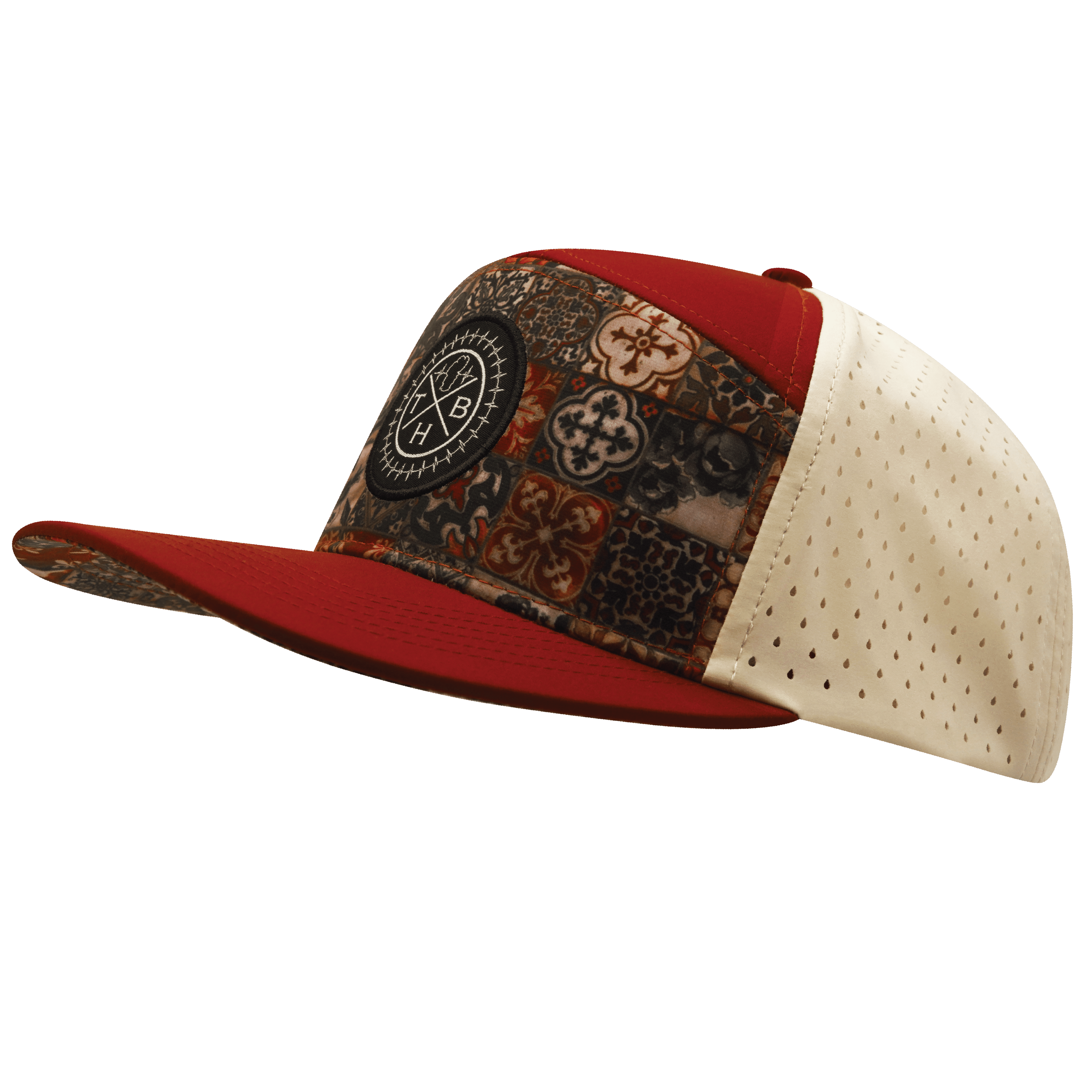**ADULT** Color Vibes Hat - Flat Bill - Copper Stitch - Red Rock / Cream - Laser Mesh