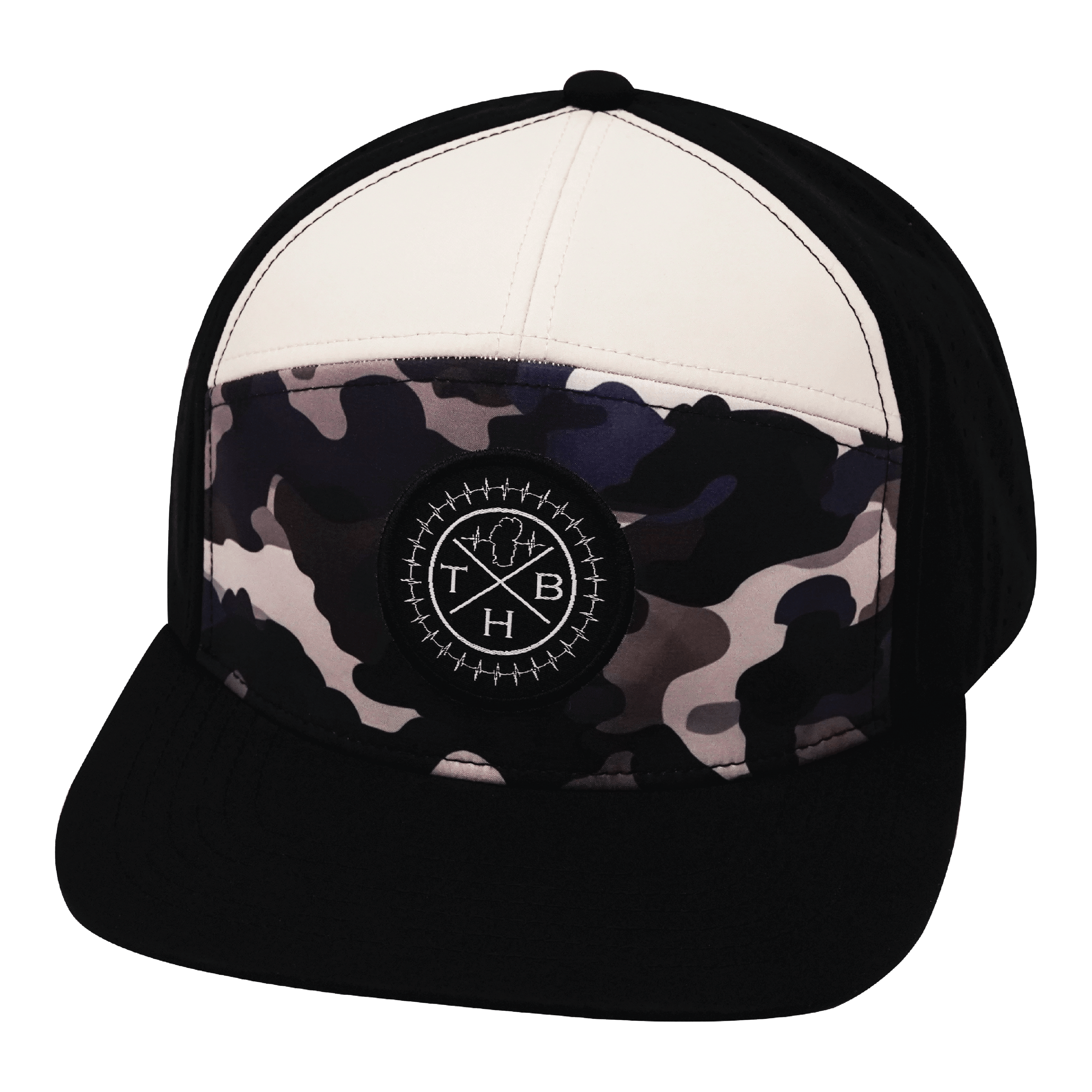 **ADULT** Color Vibes Hat - Flat Bill - Desert Night Camo - Black / Cream - Laser Mesh
