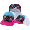 **ADULT** Color Vibes Hat - Flat Bill - Neon Peaks - Neon Pink / Neon Green Blue / White - Laser Mesh