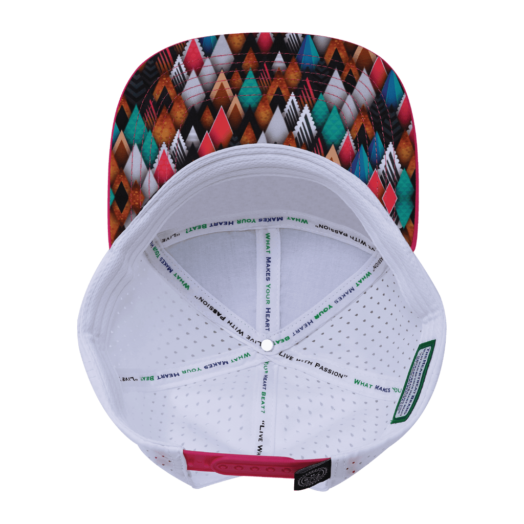 **ADULT** Color Vibes Hat - Flat Bill - Neon Peaks - Neon Pink / Neon Green Blue / White - Laser Mesh