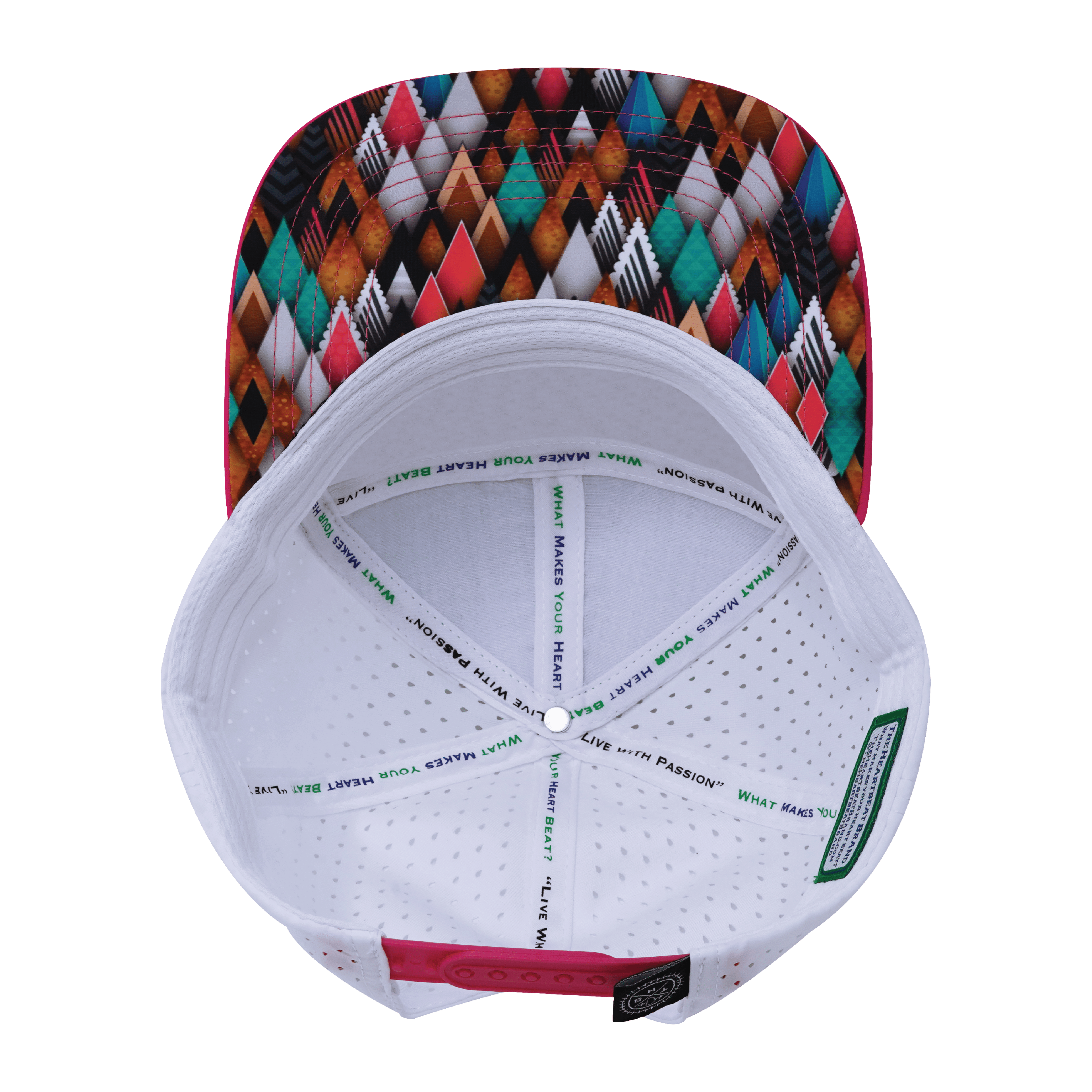 **ADULT** Color Vibes Hat - Flat Bill - Neon Peaks - Neon Pink / Neon Green Blue / White - Laser Mesh
