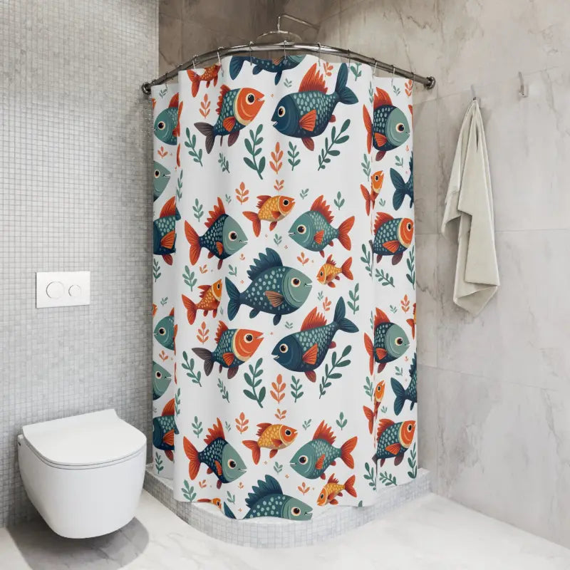 Fish Shower Curtain - Underwater Oasis Colorful Design - DipaliZ