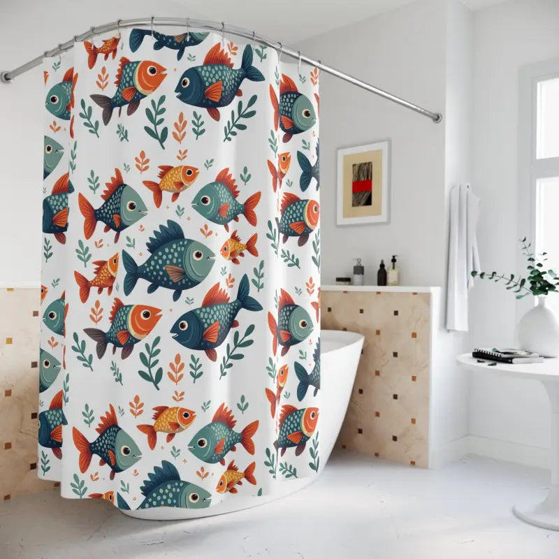 Fish Shower Curtain - Underwater Oasis Colorful Design - DipaliZ