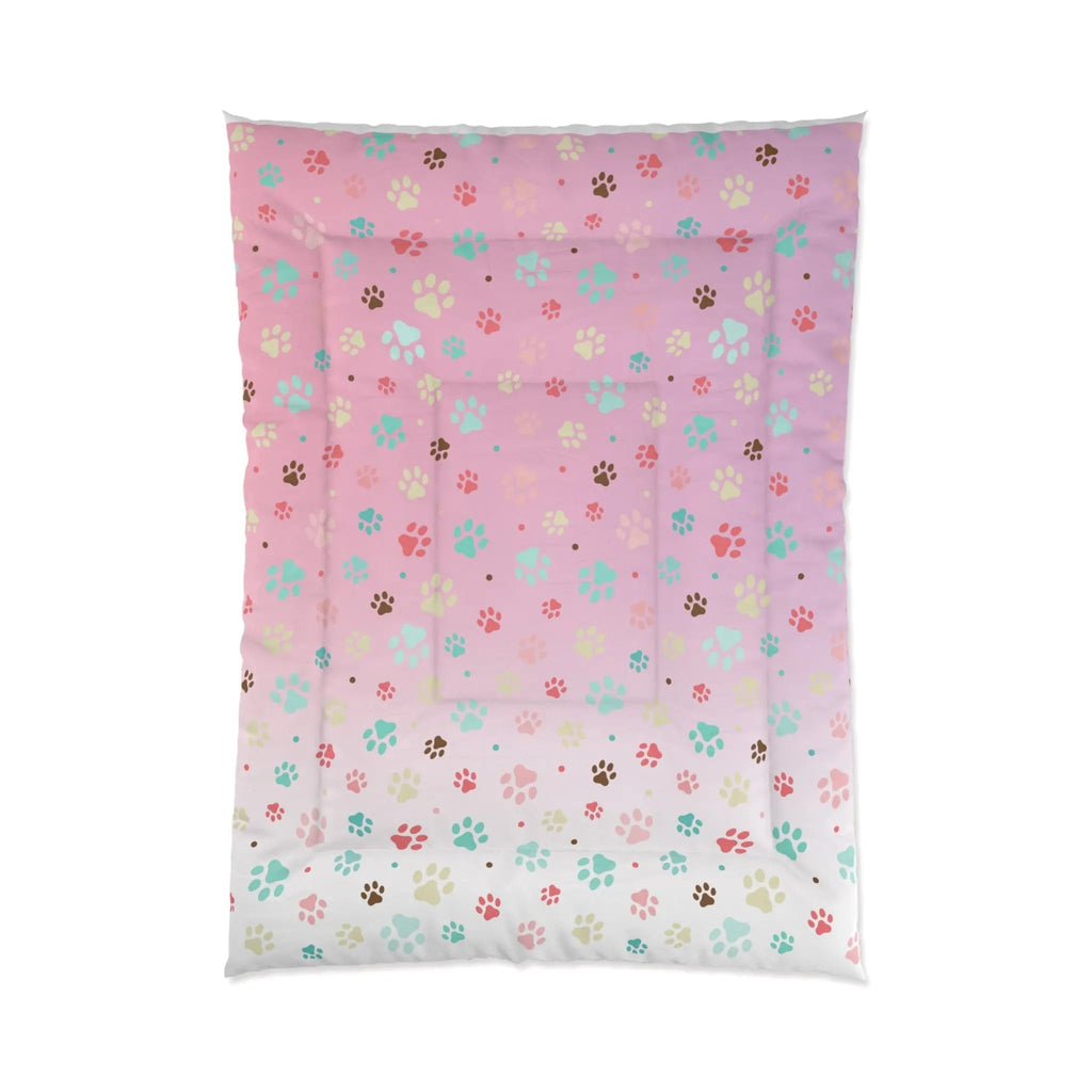 Colorful Paw Print Comforter - Cozy Pet Lover Bedding