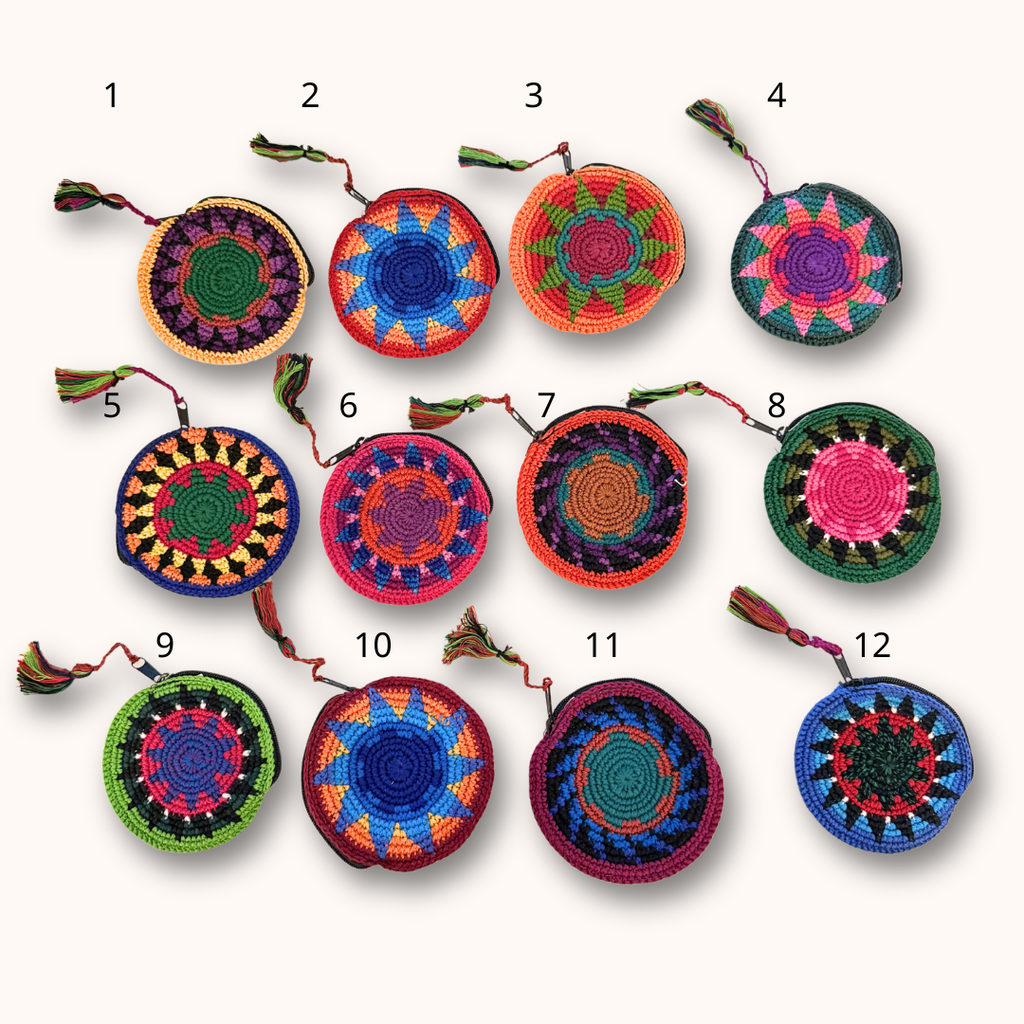 Moon Crochet Multicolor Handmade Coin Purse - Guatemala
