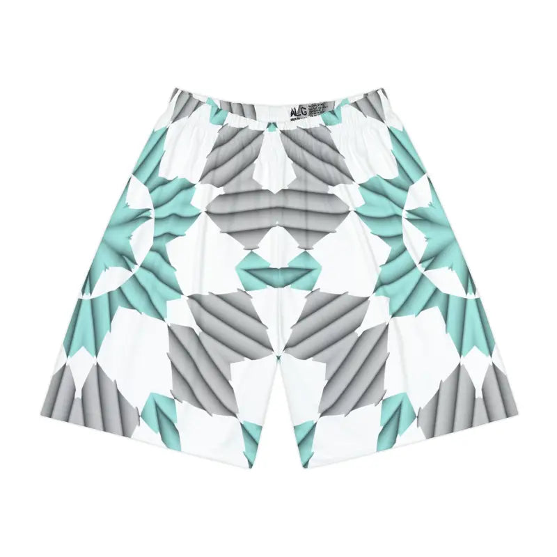 Cyan Blue Abstract Gym Shorts - Performance Activewear - DipaliZ
