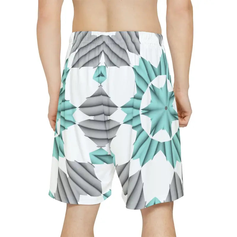 Cyan Blue Abstract Gym Shorts - Performance Activewear - DipaliZ