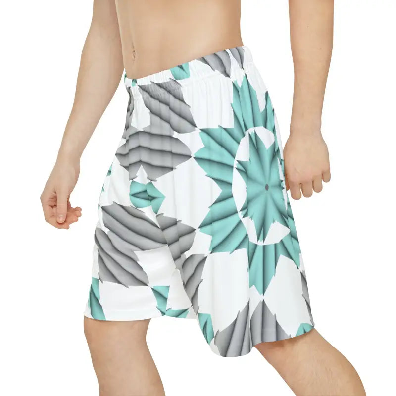 Cyan Blue Abstract Gym Shorts - Performance Activewear - DipaliZ