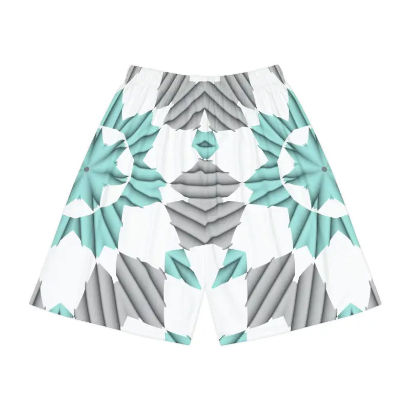 Cyan Blue Abstract Gym Shorts - Performance Activewear - DipaliZ