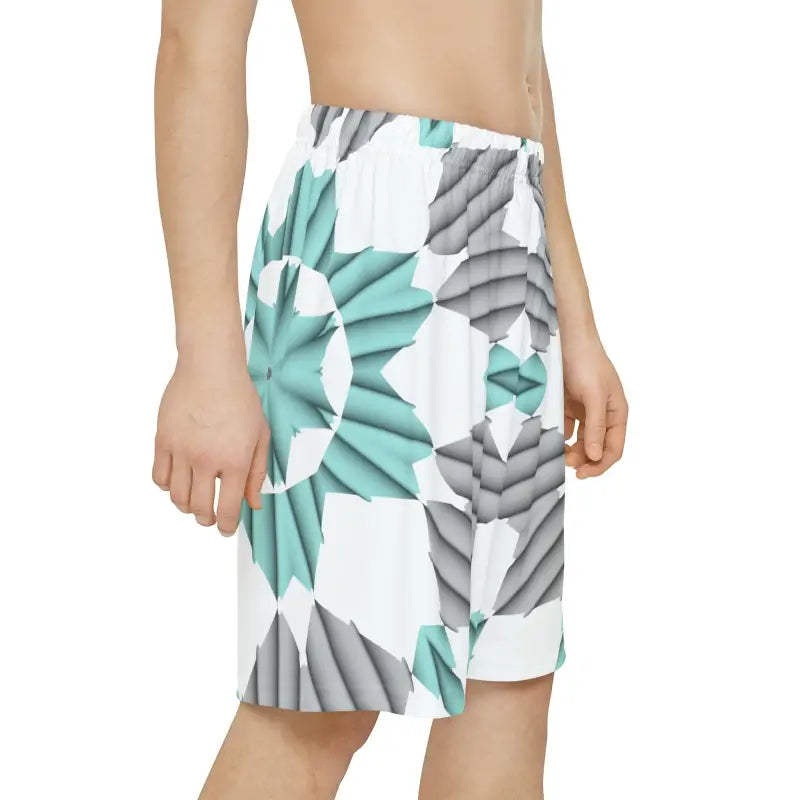 Cyan Blue Abstract Gym Shorts - Performance Activewear - DipaliZ