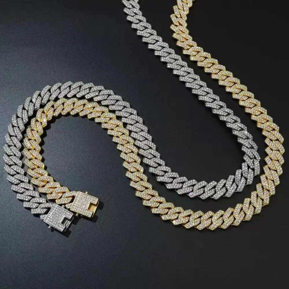 14mm Diamond-Encrusted Rhombus Necklace For Men