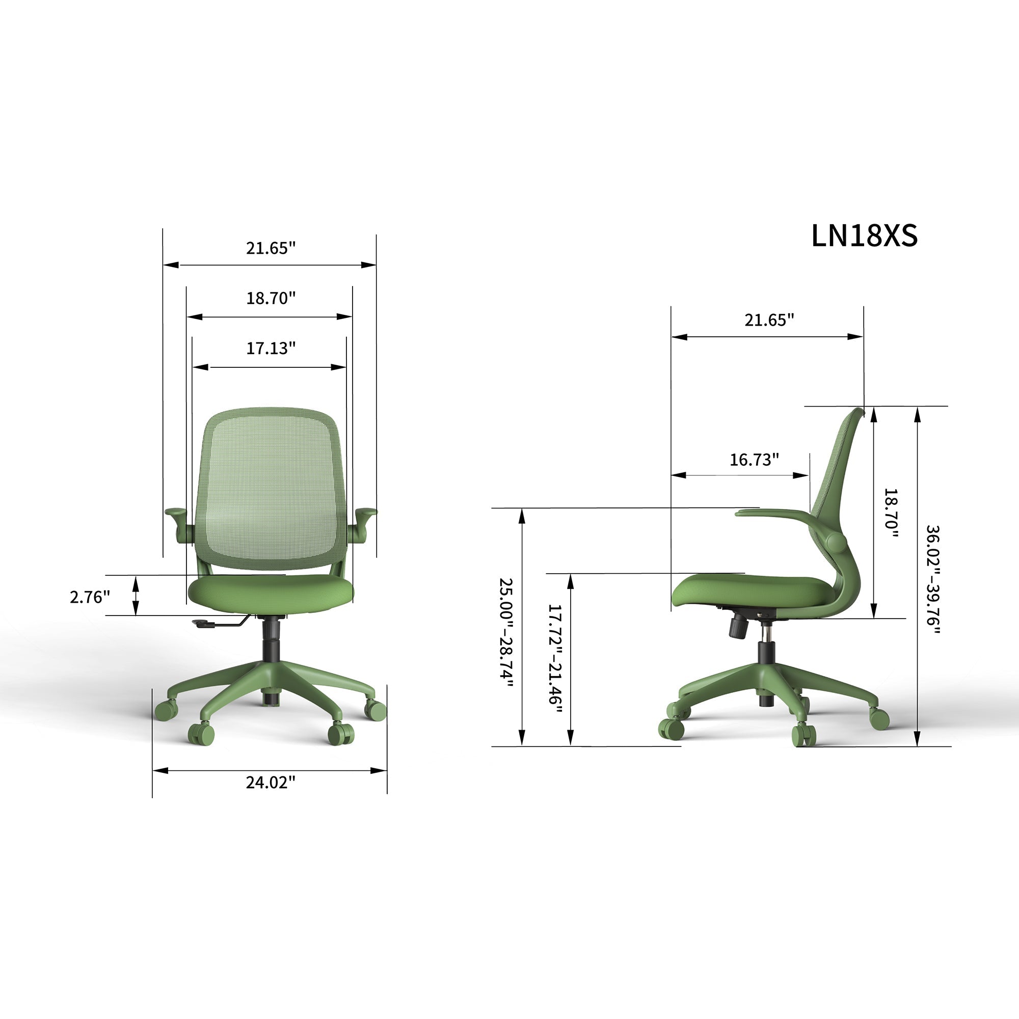 Ergonomic Office Chair Mesh High-Back Green 350 LB Flip-Up Arms Swivel