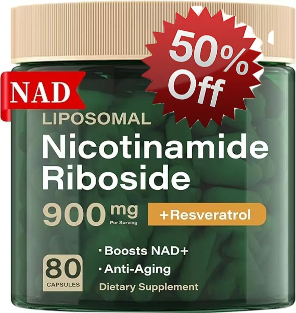 Liposomal Nicotinamide Riboside 900mg Resveratrol & Quercetin – NAD Supplement Plus for Anti Aging, Cellular Energy & Improve Health- 80 Capsules