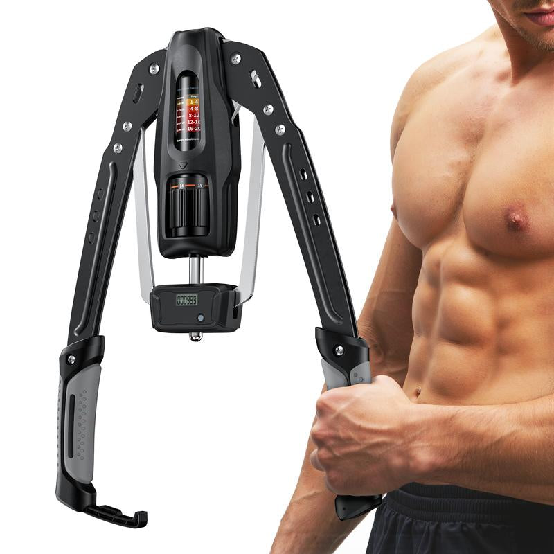 Merach Hydraulic Arm Trainer with Counter, 22-440Lbs Adjustable Chest Expander for Home Gym, Arm & Shoulder Strength Training Equipment