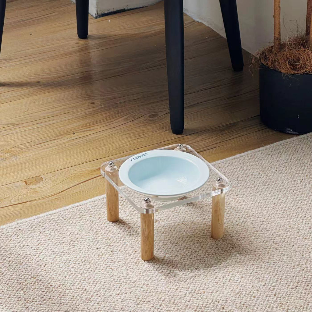 Cat Water Bowl Dog Basin Anti-tumble High Leg Cat Bowl Ceramic Cat Food Holder Double Bowl