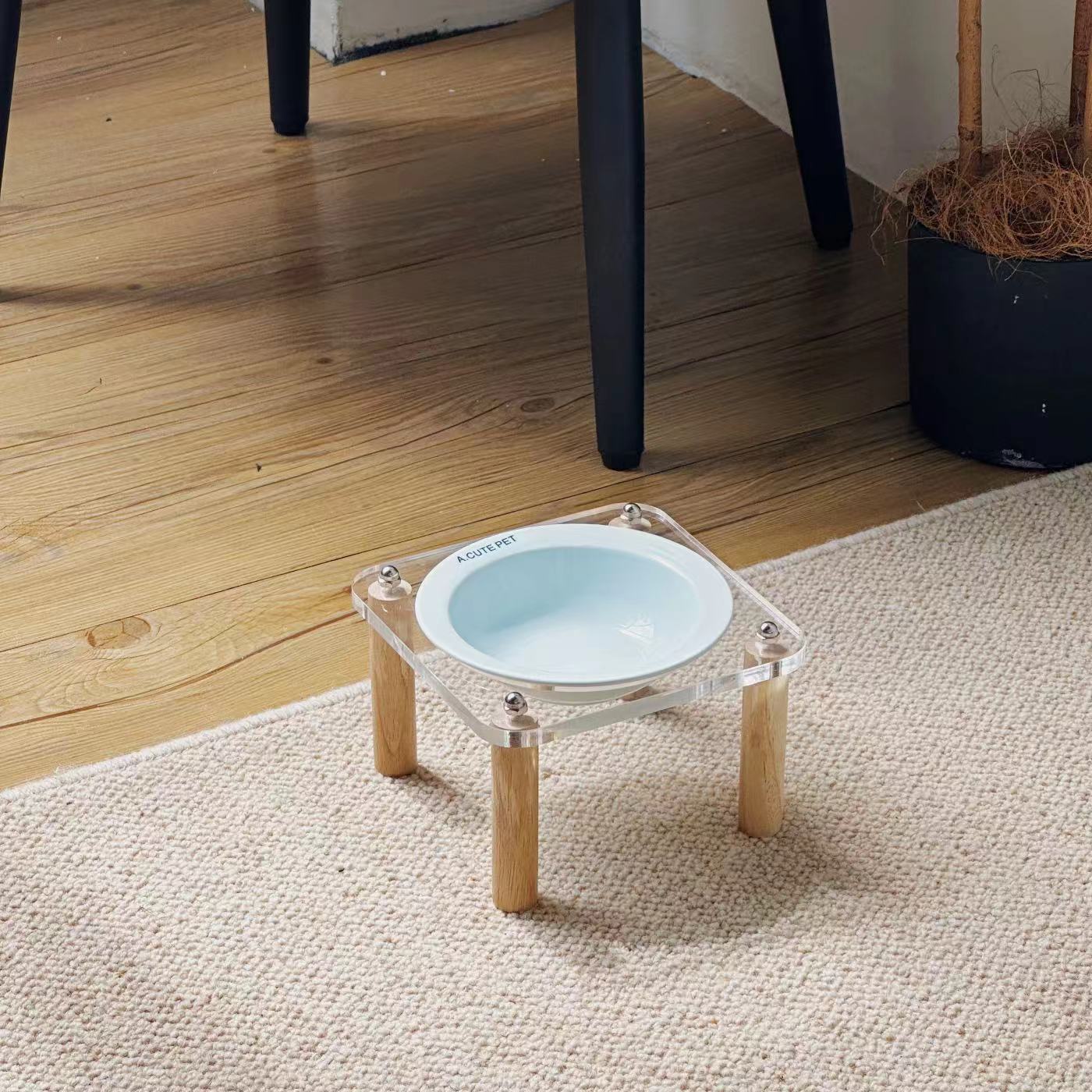 Cat Water Bowl Dog Basin Anti-tumble High Leg Cat Bowl Ceramic Cat Food Holder Double Bowl