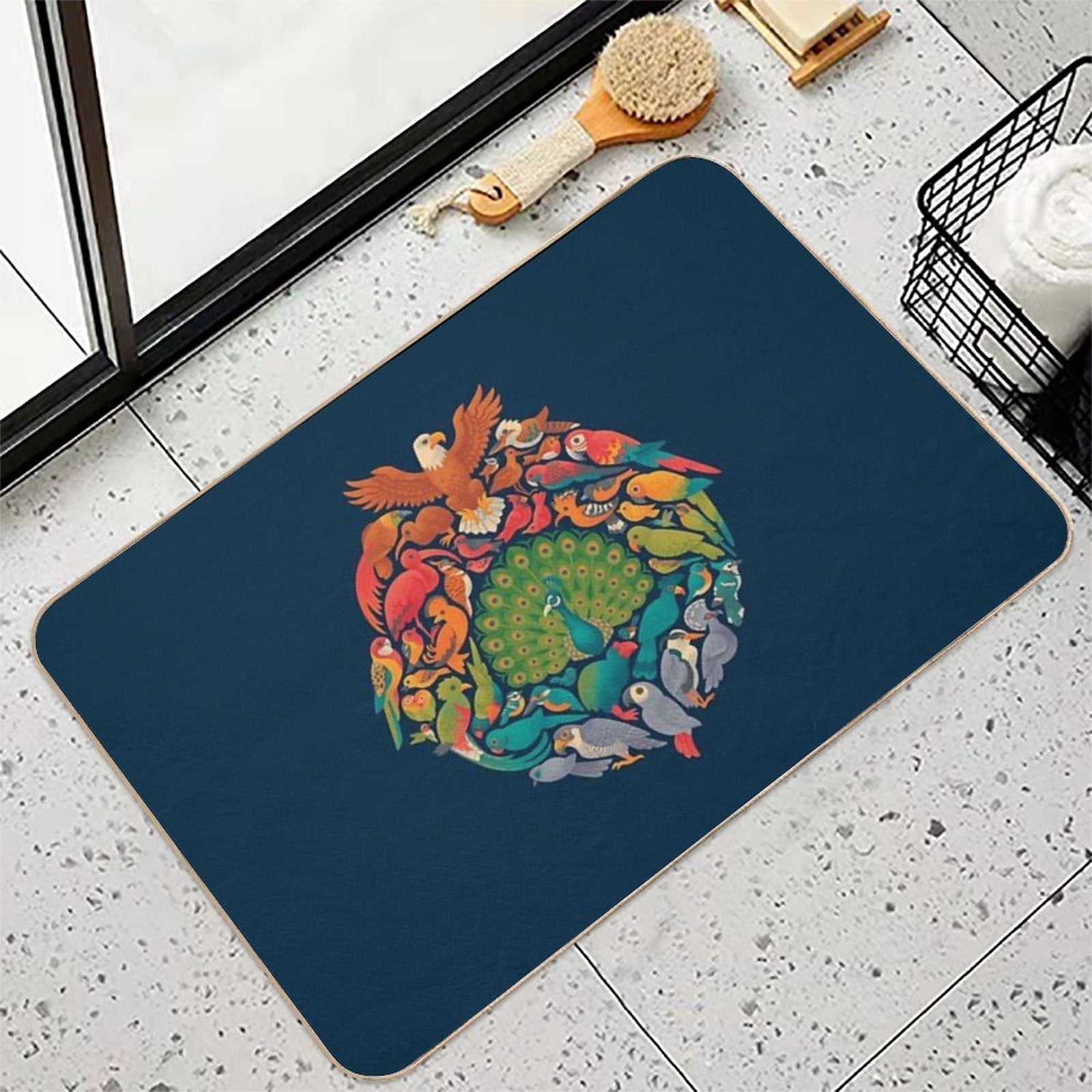 Aerial Rainbow  Blue  Toxin-Free Bath Mat