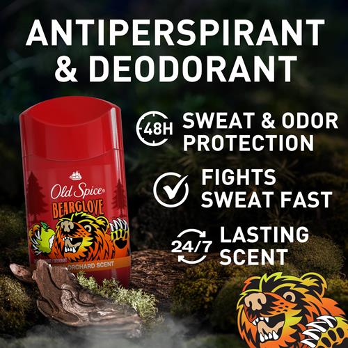 Old Spice Aluminum Free Deodorant For Men, 24/7 Odor Protection, 24/7 Freshness & Lasting Scent, Goes On Clear, Bearglove With Crisp Orchard Scent, 2.6 Oz