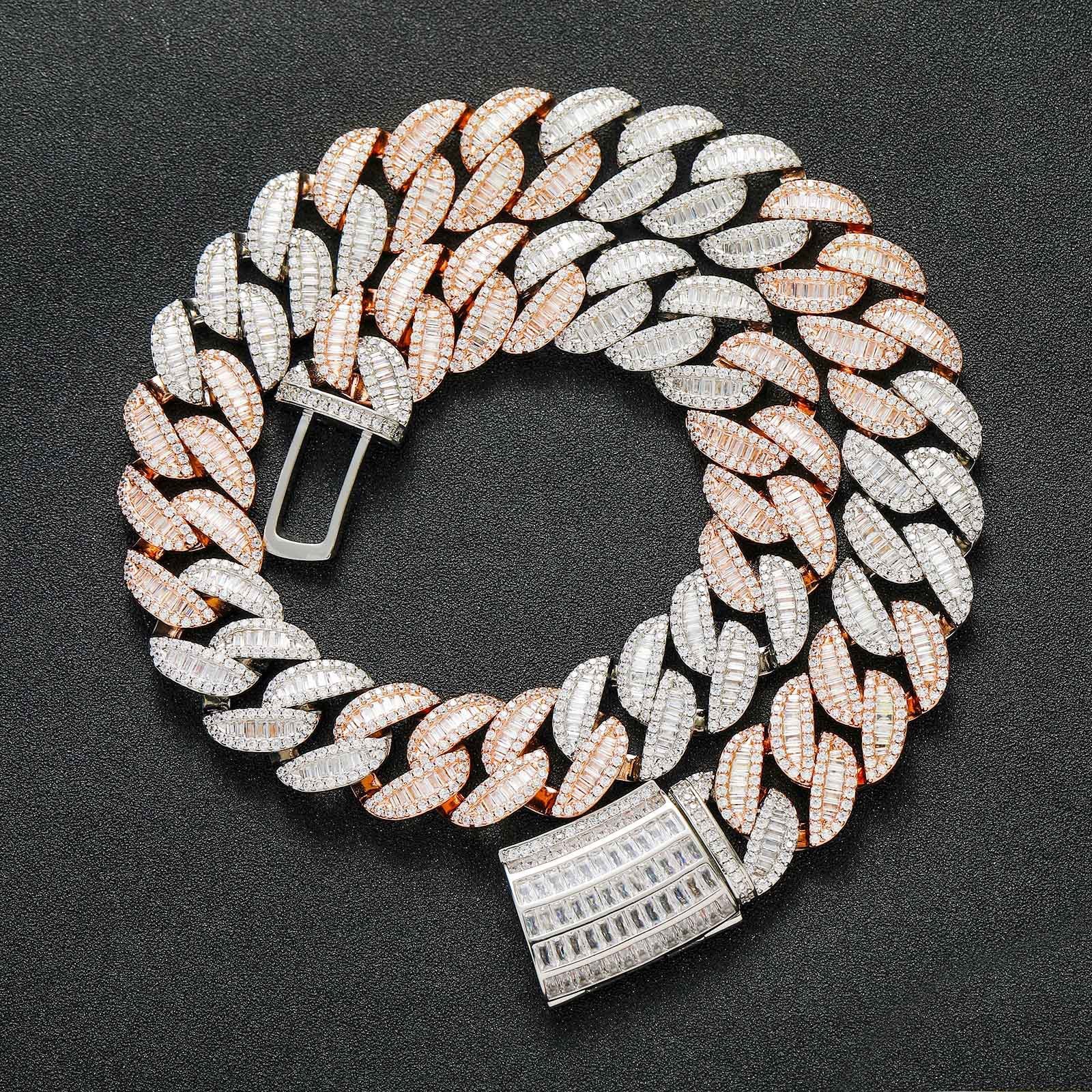 20mm Fully Diamond-Encrusted Square Zircon Cuban Chain Hip-Hop Necklace
