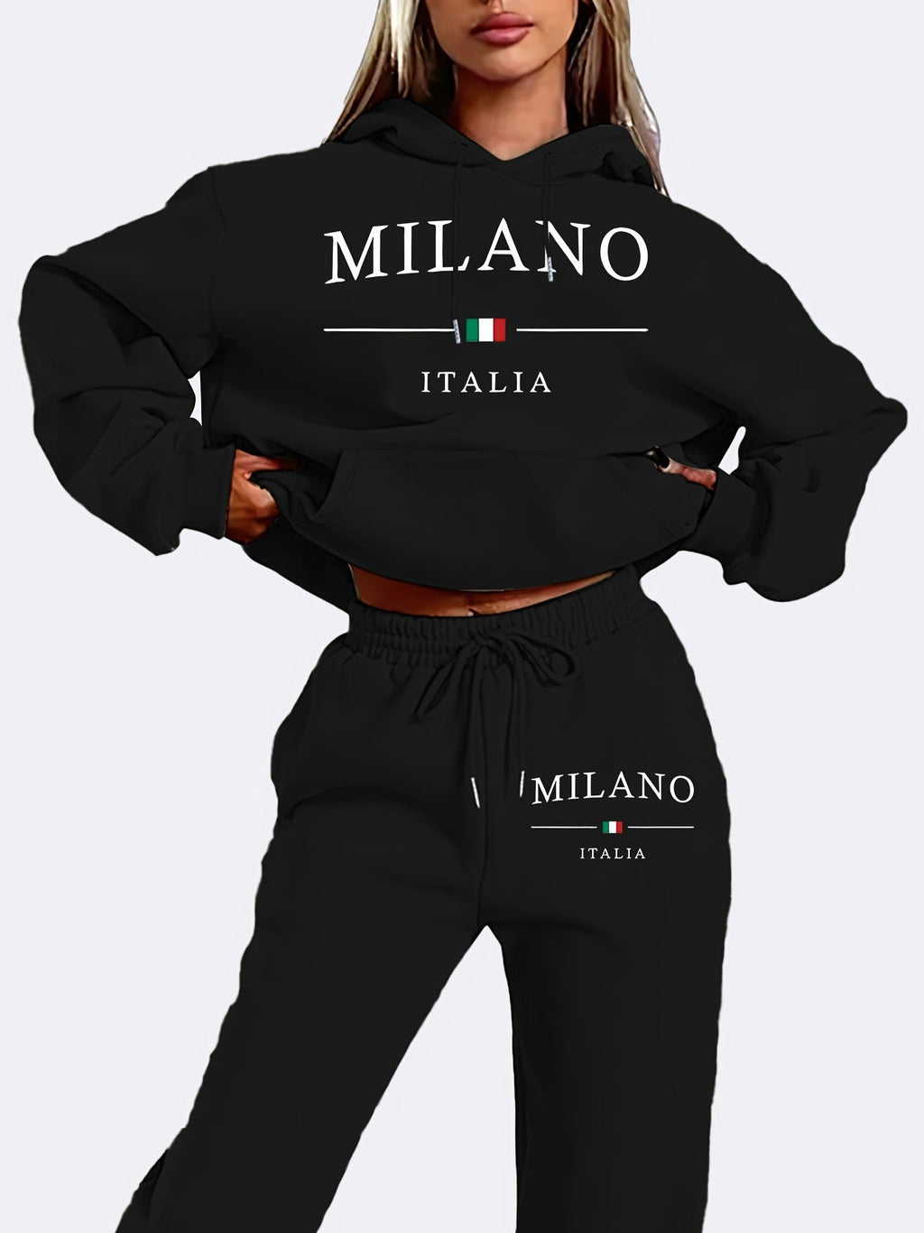 Trendy Plus Size Fleece-lined Sweater Suit See size chart under “more details”