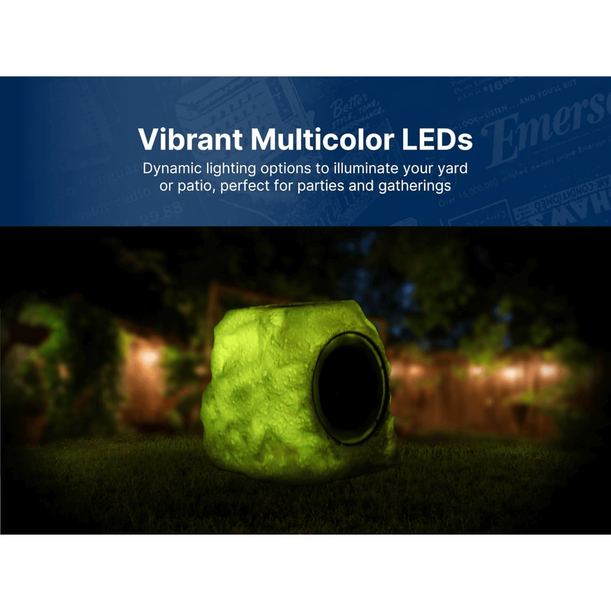 Emerson Rock Party Solar Multicolor LED Bluetooth Outdoor Speaker