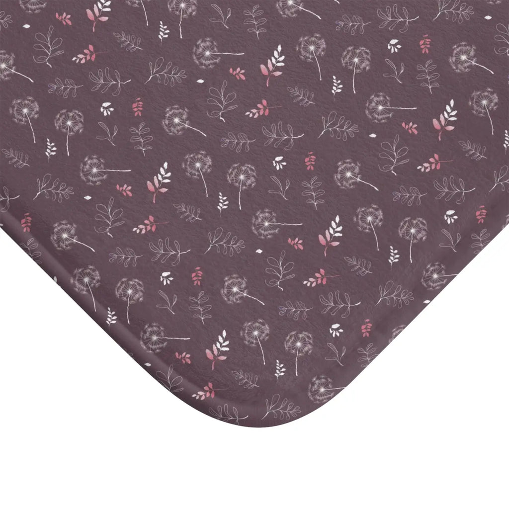 Mauve Bath Mat - Dandelion Design for Bathroom Decor - DipaliZ