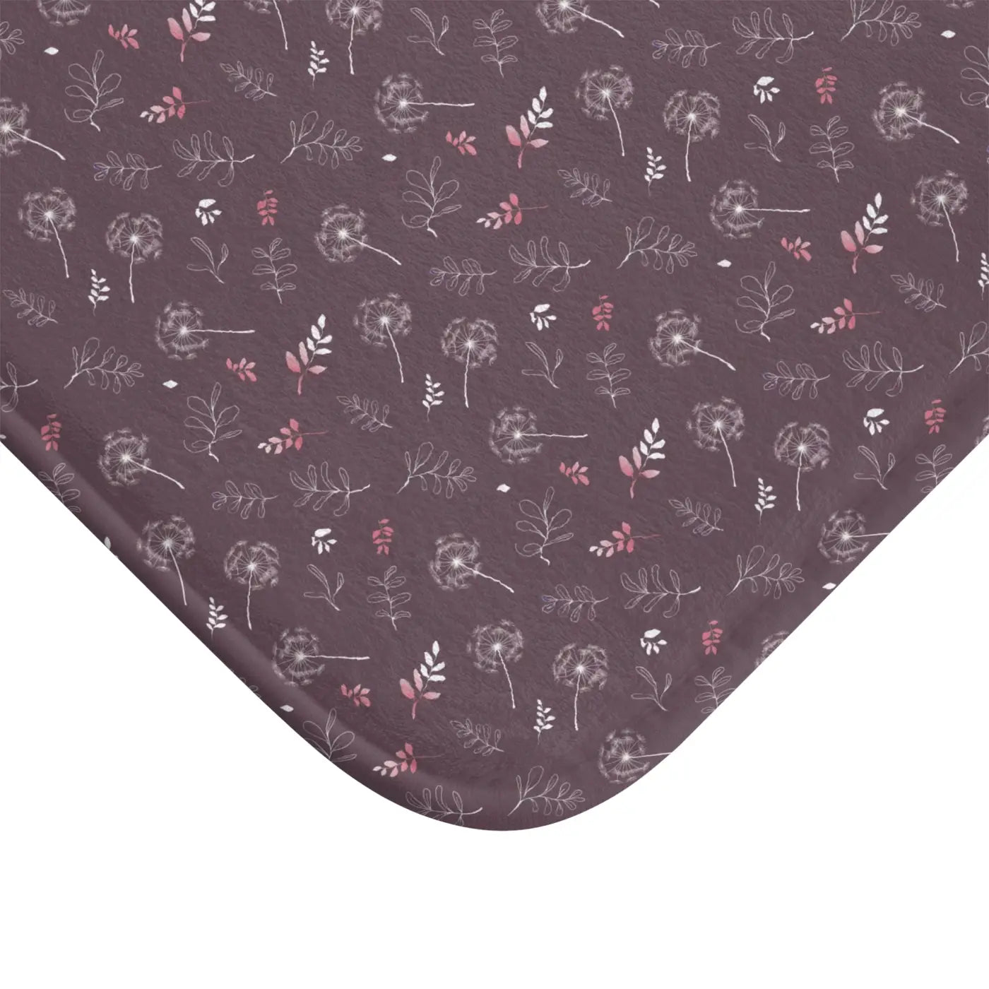 Mauve Bath Mat - Dandelion Design for Bathroom Decor - DipaliZ