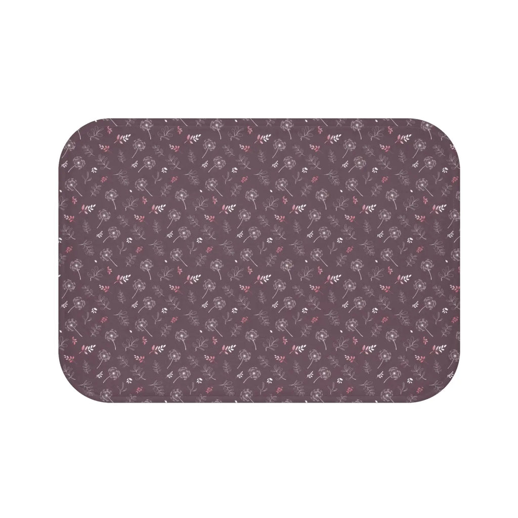 Mauve Bath Mat - Dandelion Design for Bathroom Decor - DipaliZ