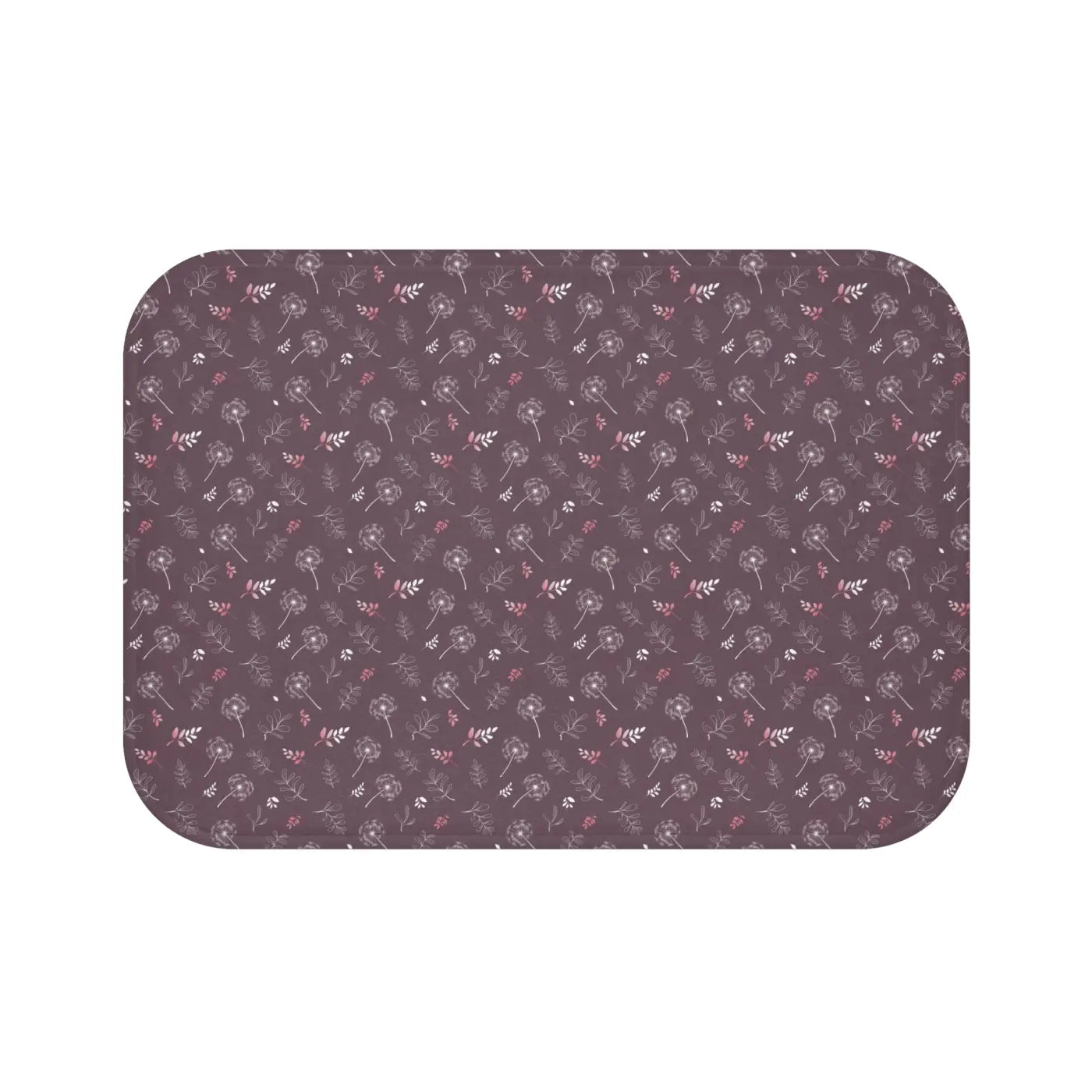 Mauve Bath Mat - Dandelion Design for Bathroom Decor - DipaliZ
