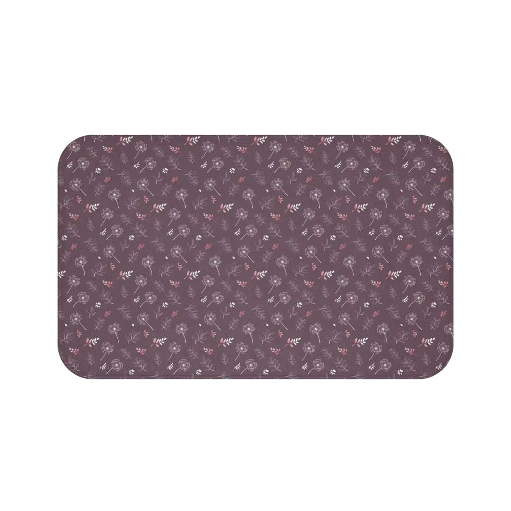 Mauve Bath Mat - Dandelion Design for Bathroom Decor - DipaliZ