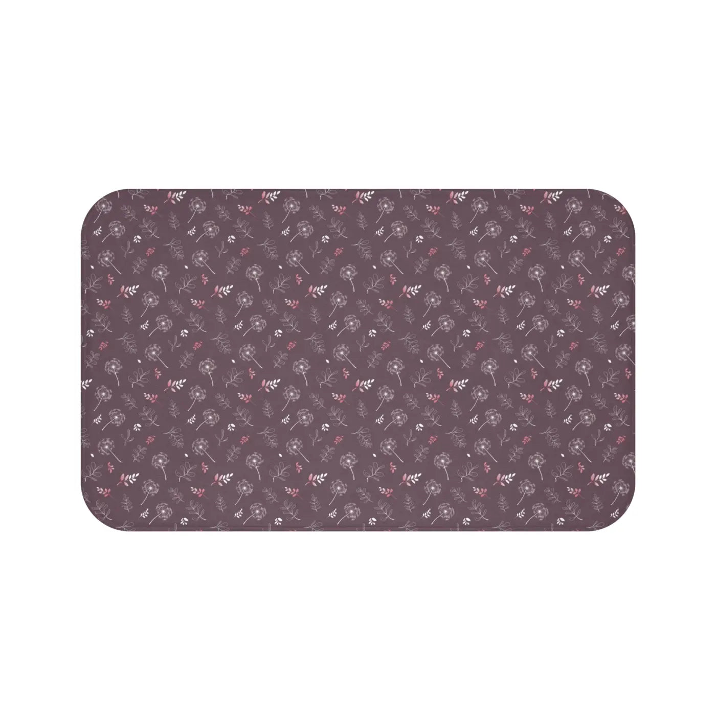 Mauve Bath Mat - Dandelion Design for Bathroom Decor - DipaliZ