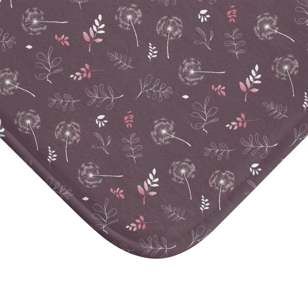 Mauve Bath Mat - Dandelion Design for Bathroom Decor - DipaliZ