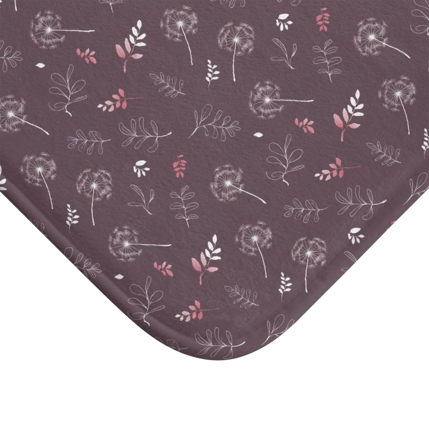 Mauve Bath Mat - Dandelion Design for Bathroom Decor - DipaliZ